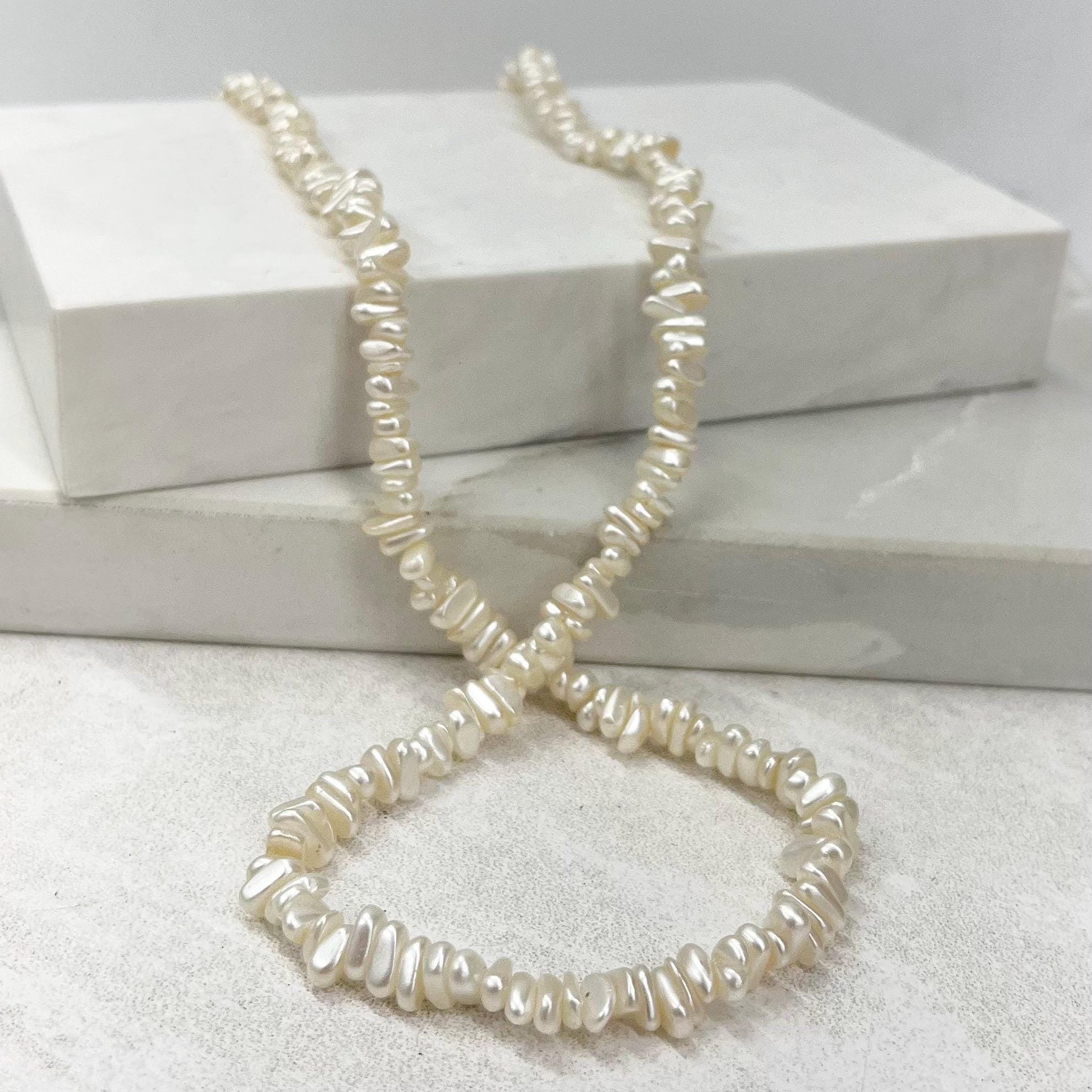 Delicate Vintage Faux Freshwater Pearl Bead Necklace with a Gold Tone Barrel Clasp 22” MillyOliverVintage