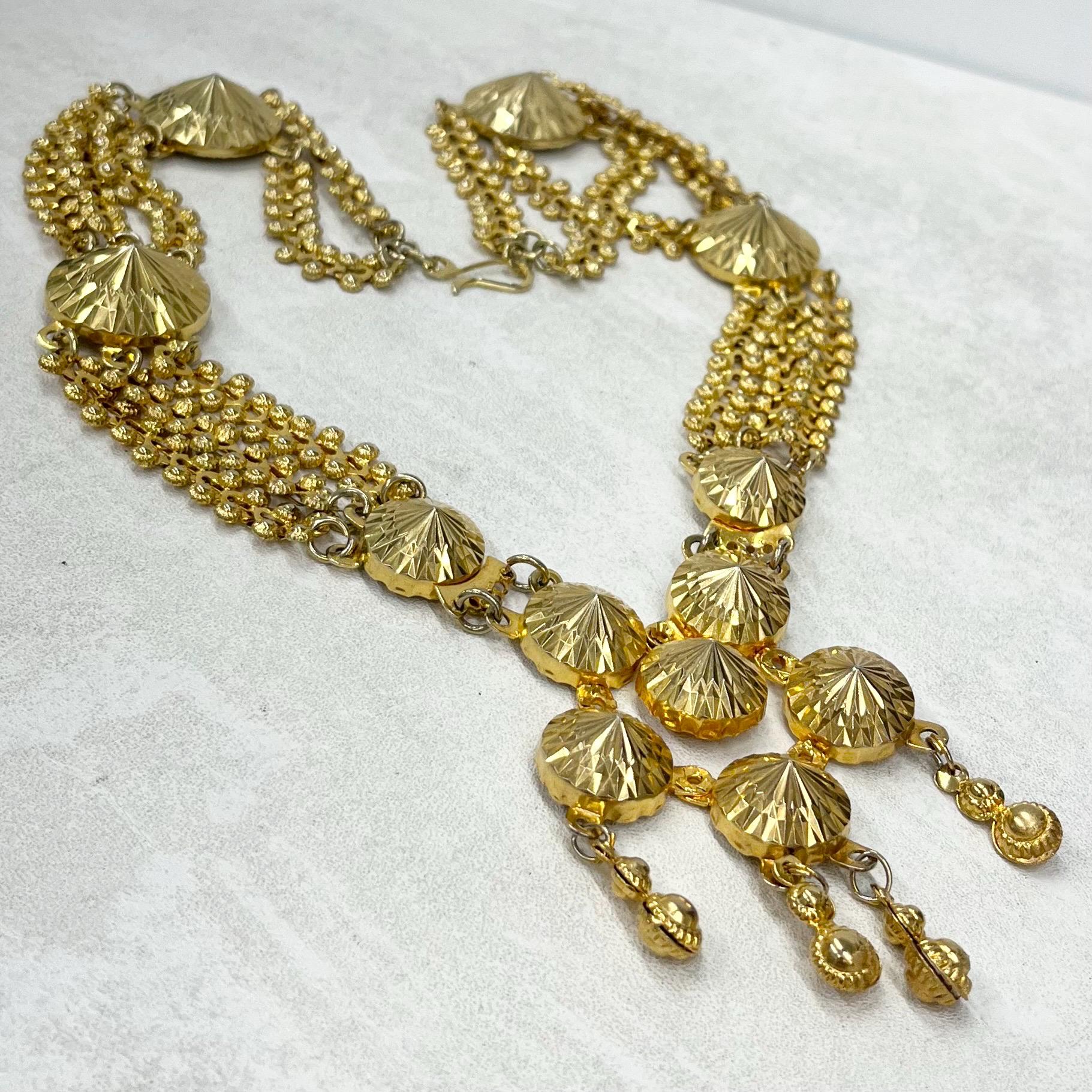 Vintage Indian Style Gold Plated Statement Chain Collar Necklace 1980’s Statement Power Dressing MillyOliverVintage