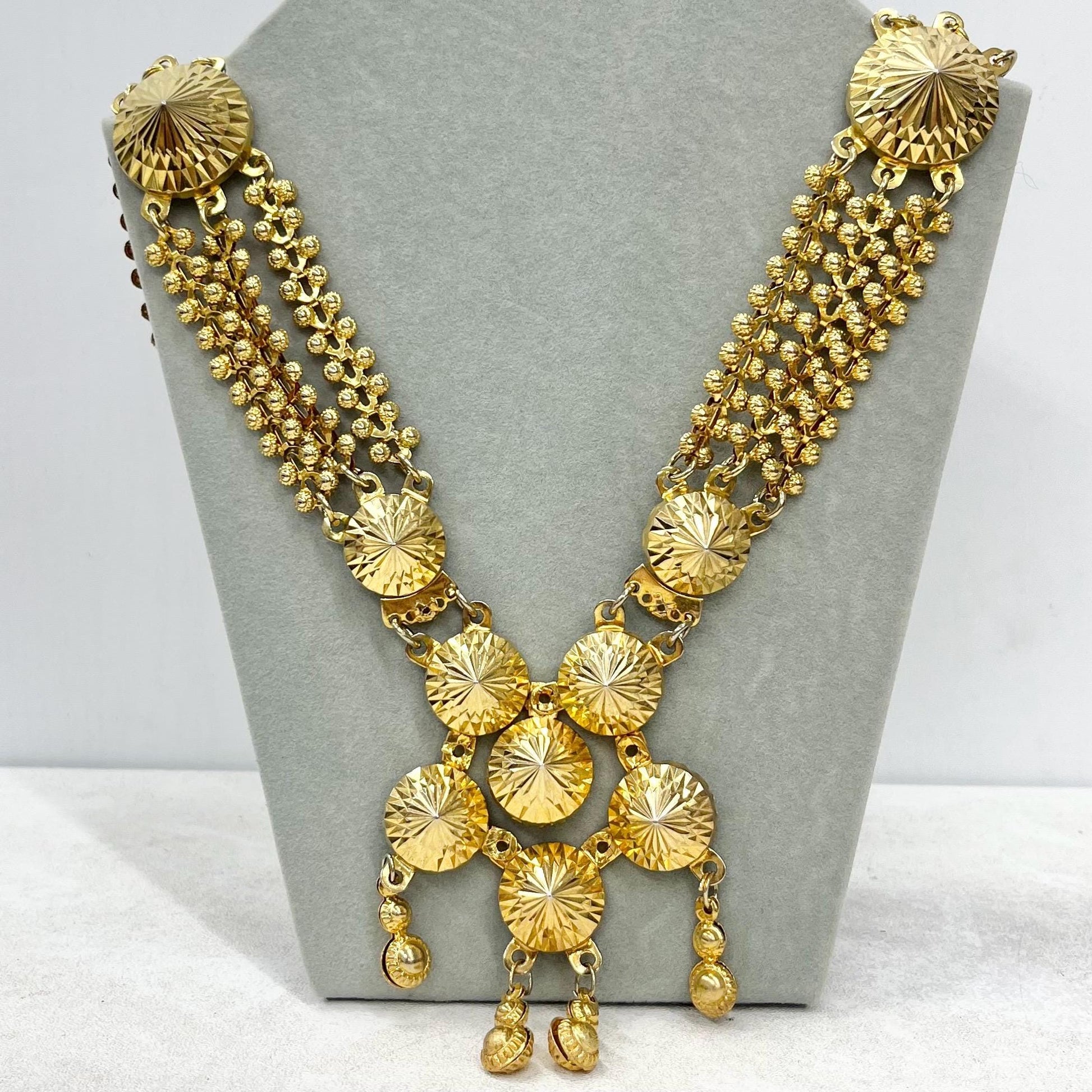 Vintage Indian Style Gold Plated Statement Chain Collar Necklace 1980’s Statement Power Dressing MillyOliverVintage