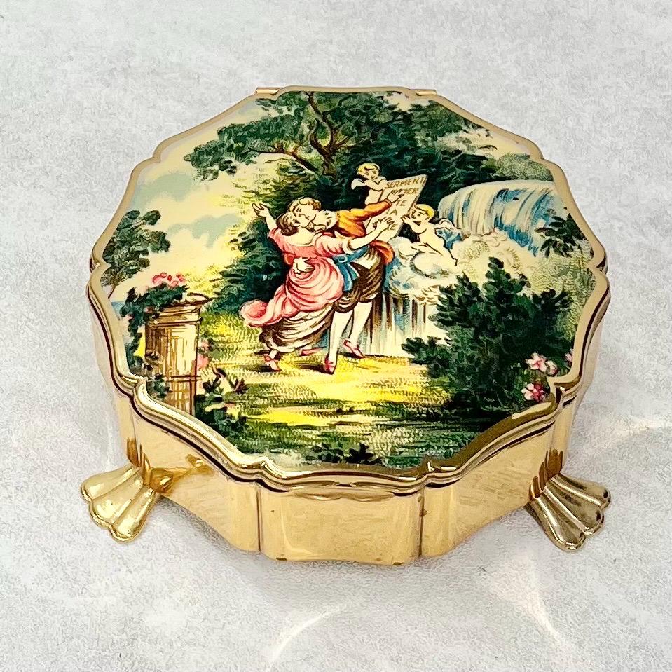Vintage Renaissance Style Stratton Gold Tone Lidded Trinket Pot MillyOliverVintage