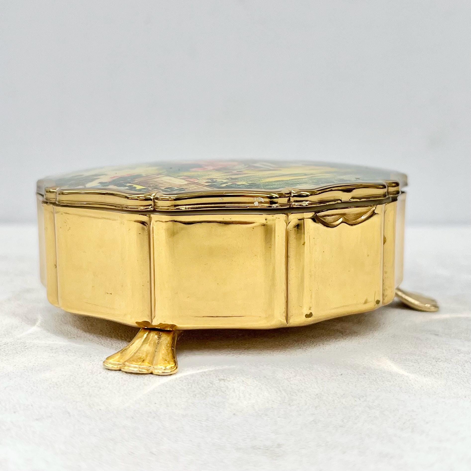 Vintage Renaissance Style Stratton Gold Tone Lidded Trinket Pot MillyOliverVintage