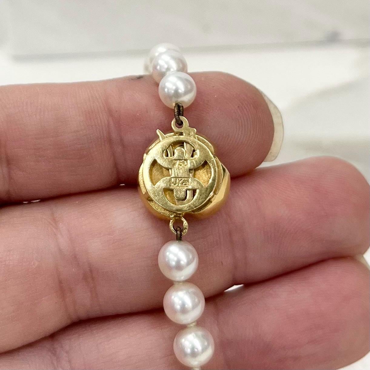 Vintage 18ct Yellow Gold Flower Clasp Natural Pearl Necklace 18” Long MillyOliverVintage
