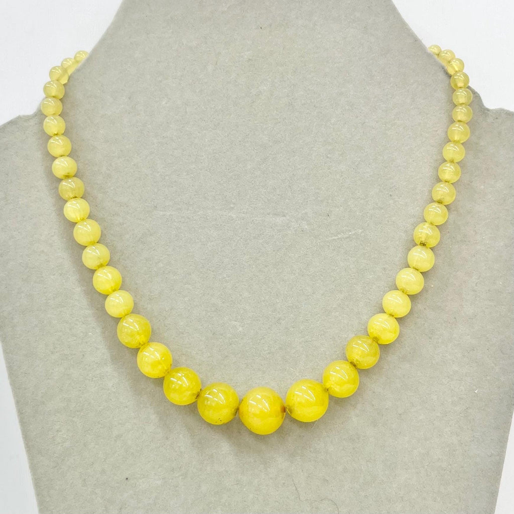 Vintage Yellow Uranium Glass Graduated Bead Necklace Bright Green UV Reactive Glow Jewellery 15” Long with a 2” Extender MillyOliverVintage