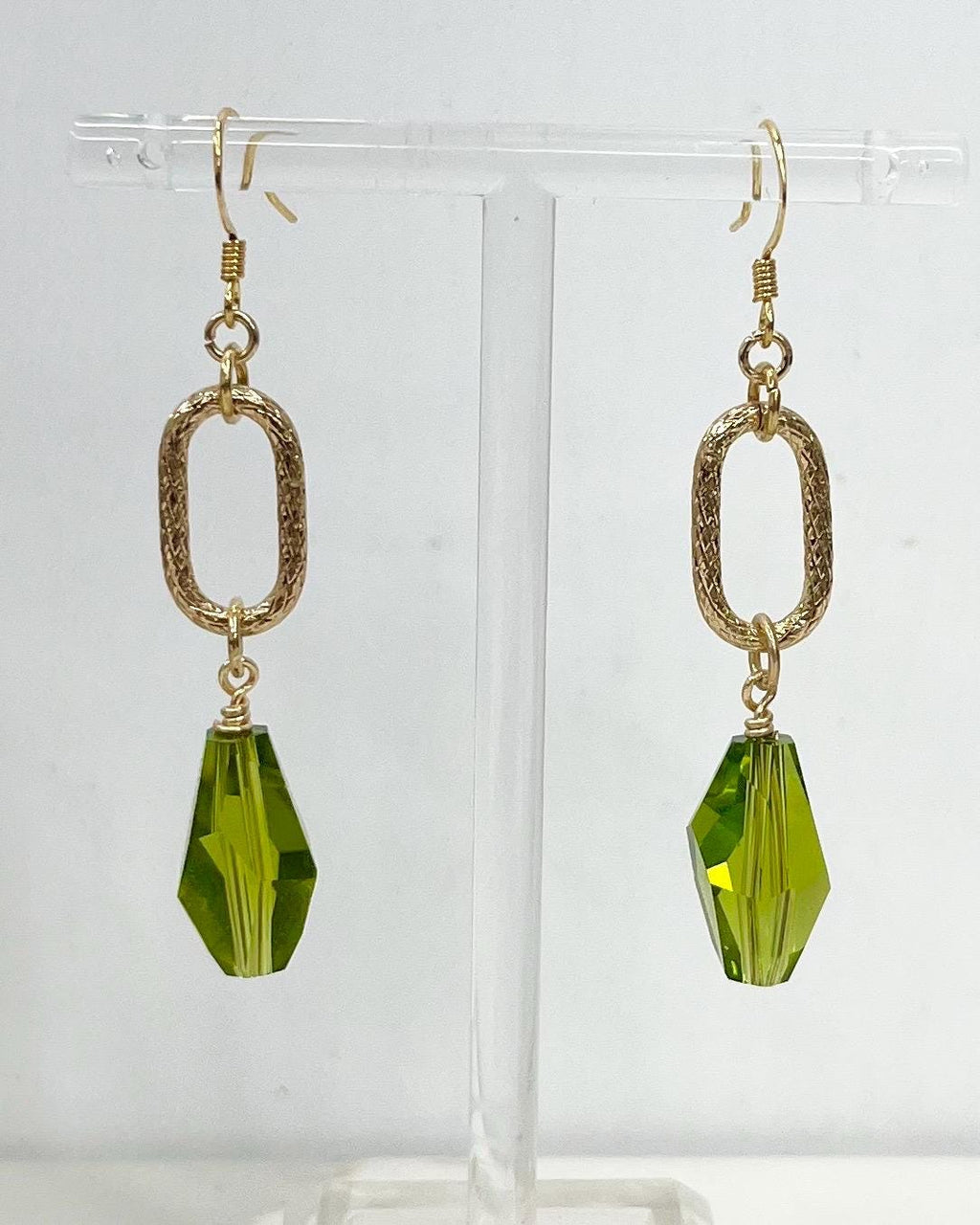 Faceted Crystal Swarovski Polygon Bead Drop Earrings Gold Plate Handmade Choice of Colours MillyOliverVintage