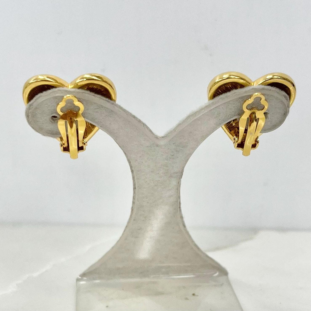 Vintage Navy Enamel Heart Shaped Clip On Earrings Gold Plated MillyOliverVintage