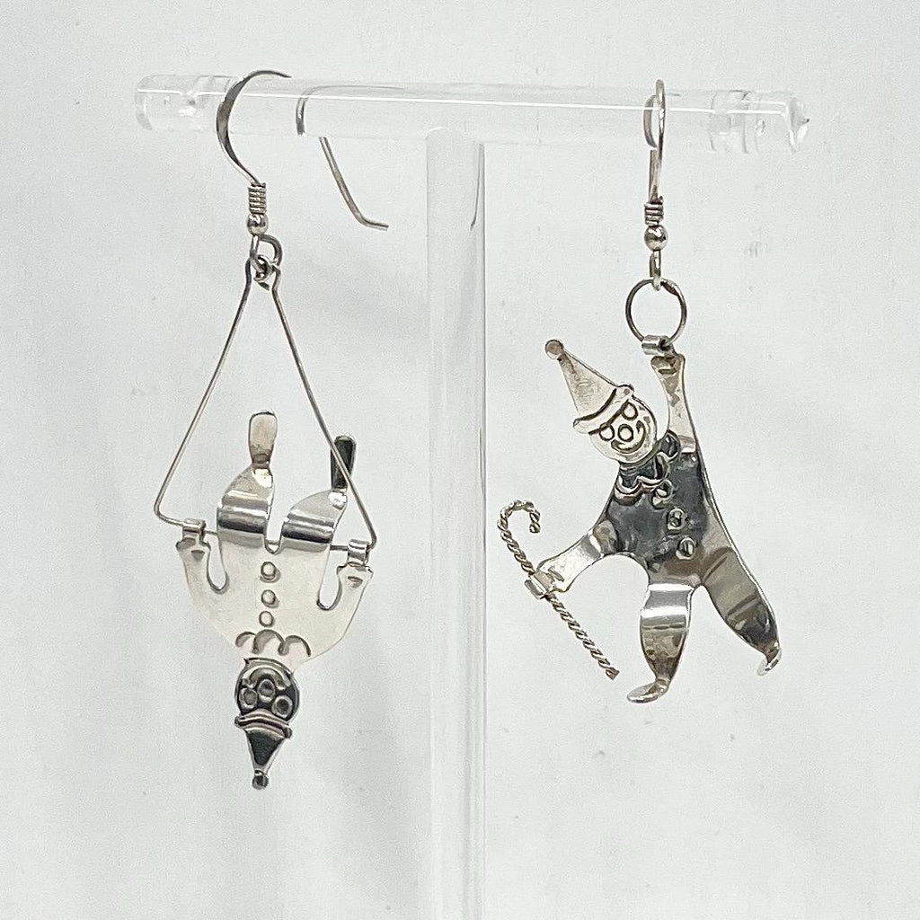 Sterling Silver Clown Earrings Vintage Kitsch MillyOliverVintage