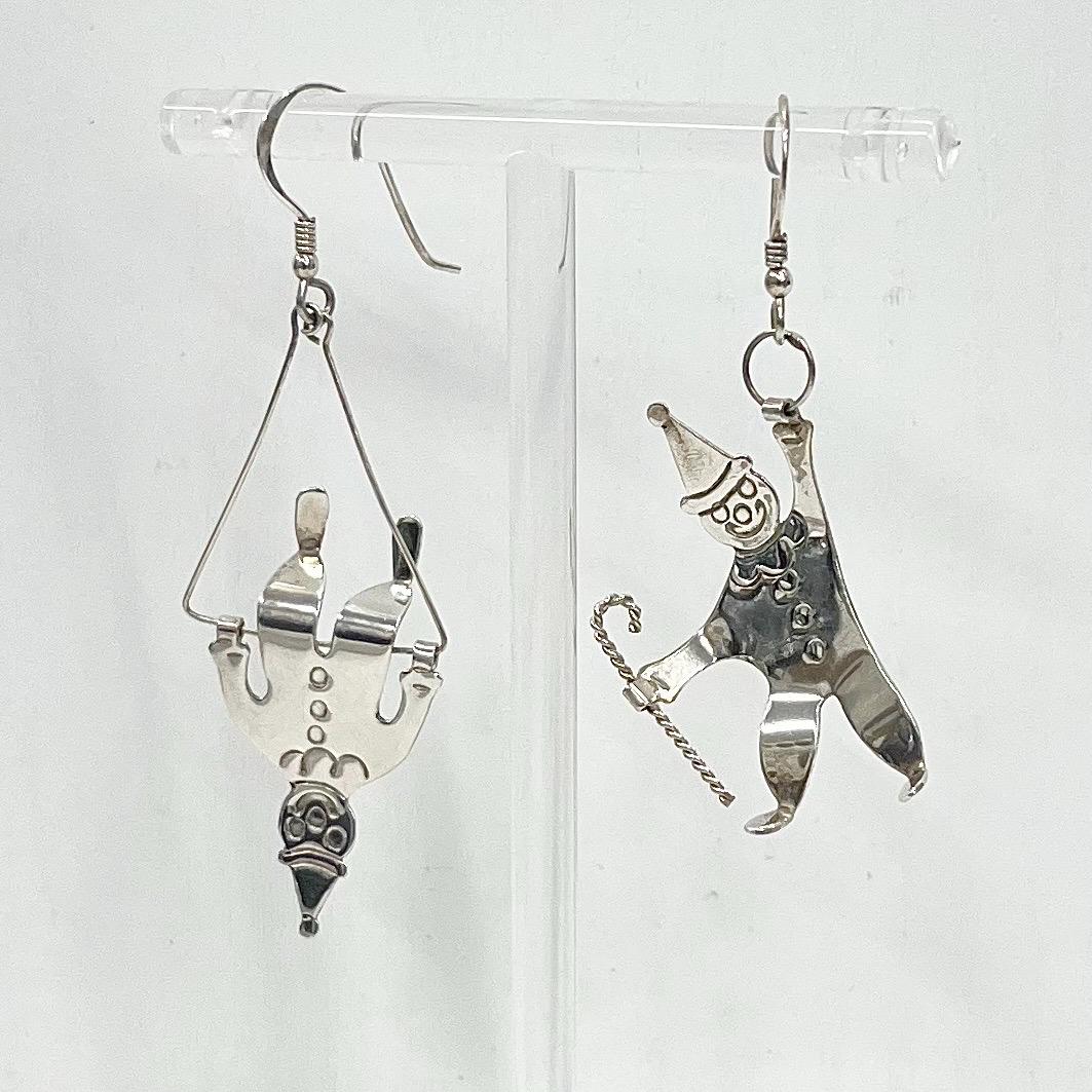 Sterling Silver Clown Earrings Vintage Kitsch MillyOliverVintage