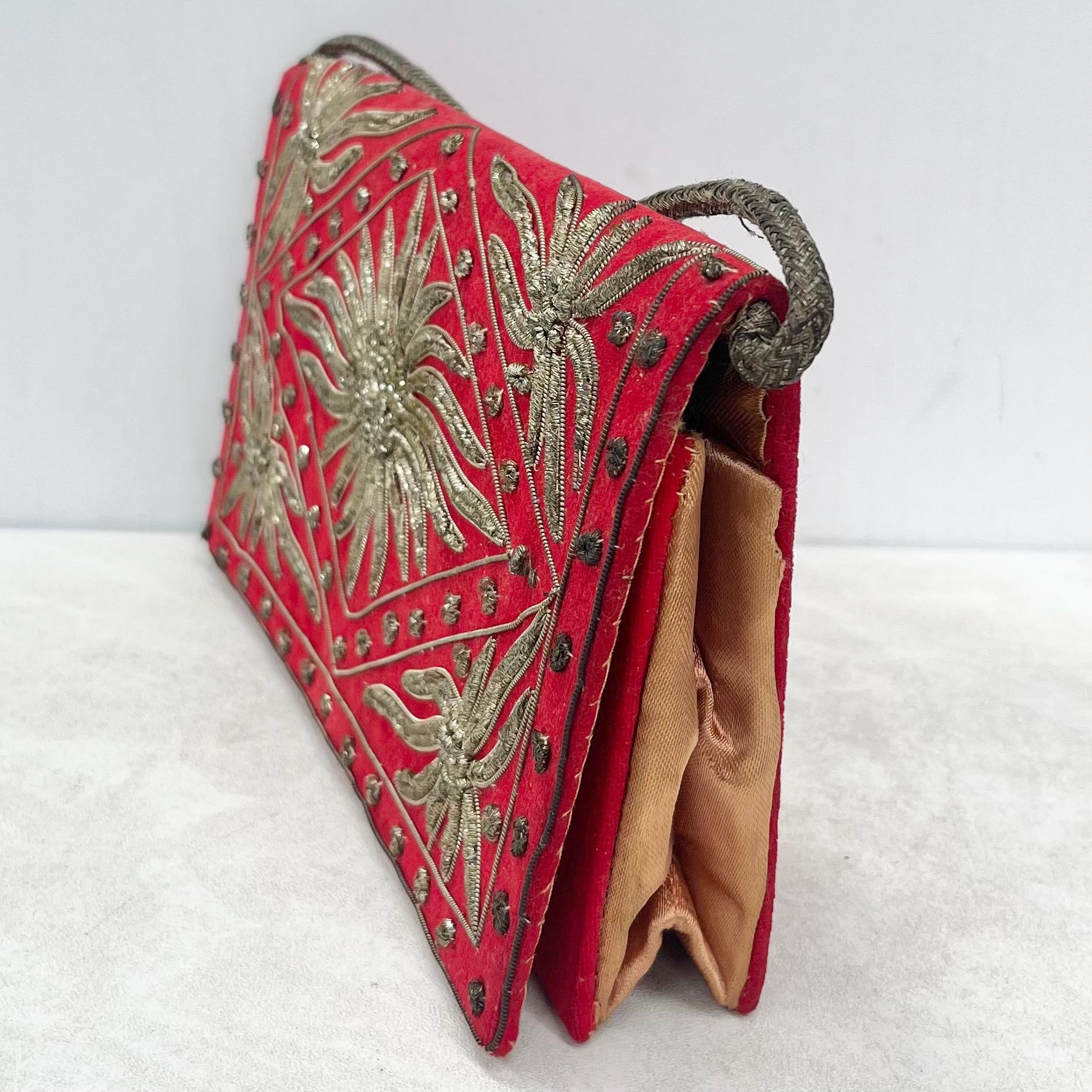 Vintage Red Gold Beaded Zardozi Bag Made in India MillyOliverVintage