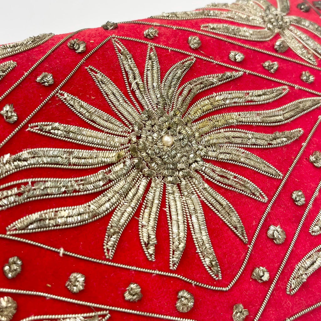 Vintage Red Gold Beaded Zardozi Bag Made in India MillyOliverVintage