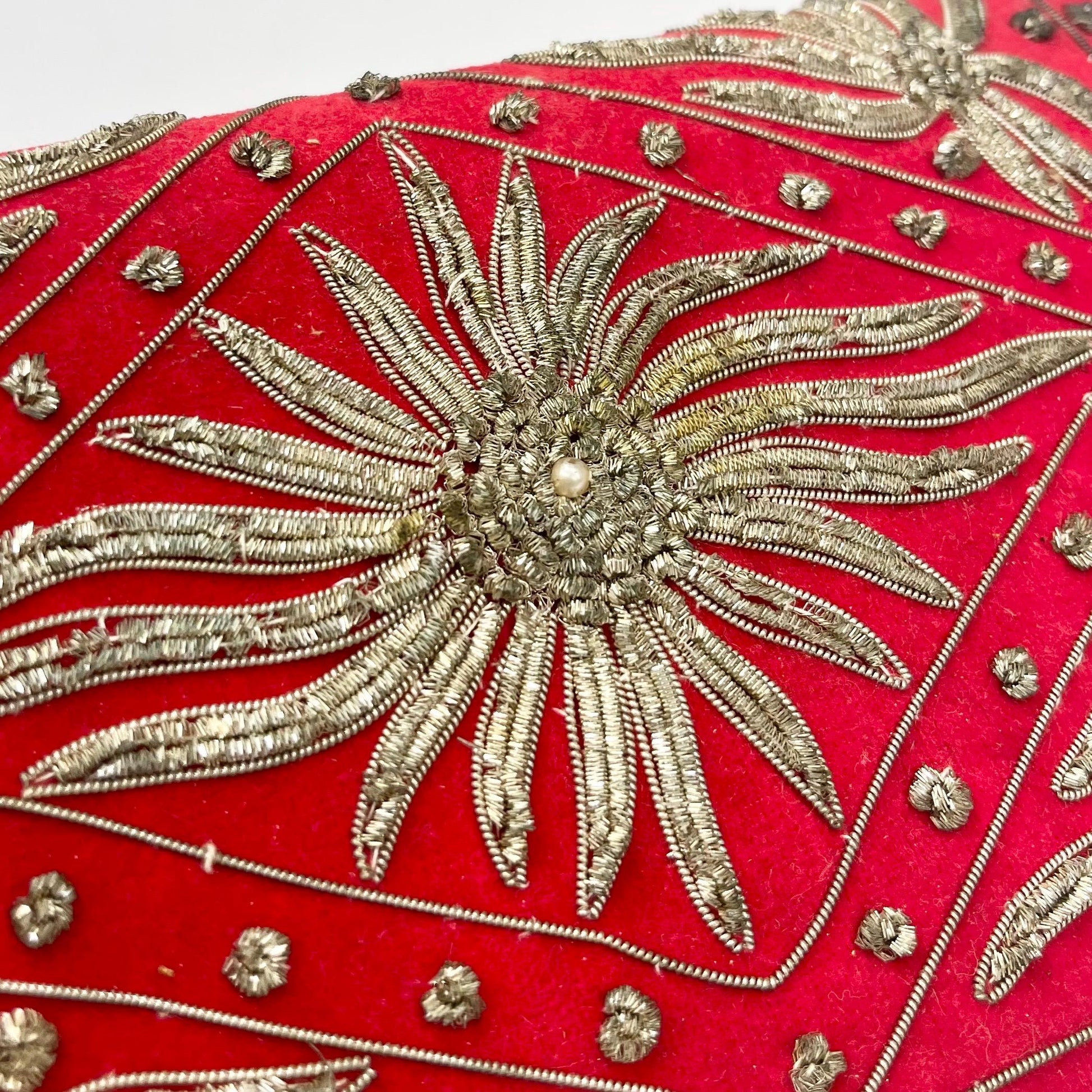 Vintage Red Gold Beaded Zardozi Bag Made in India MillyOliverVintage