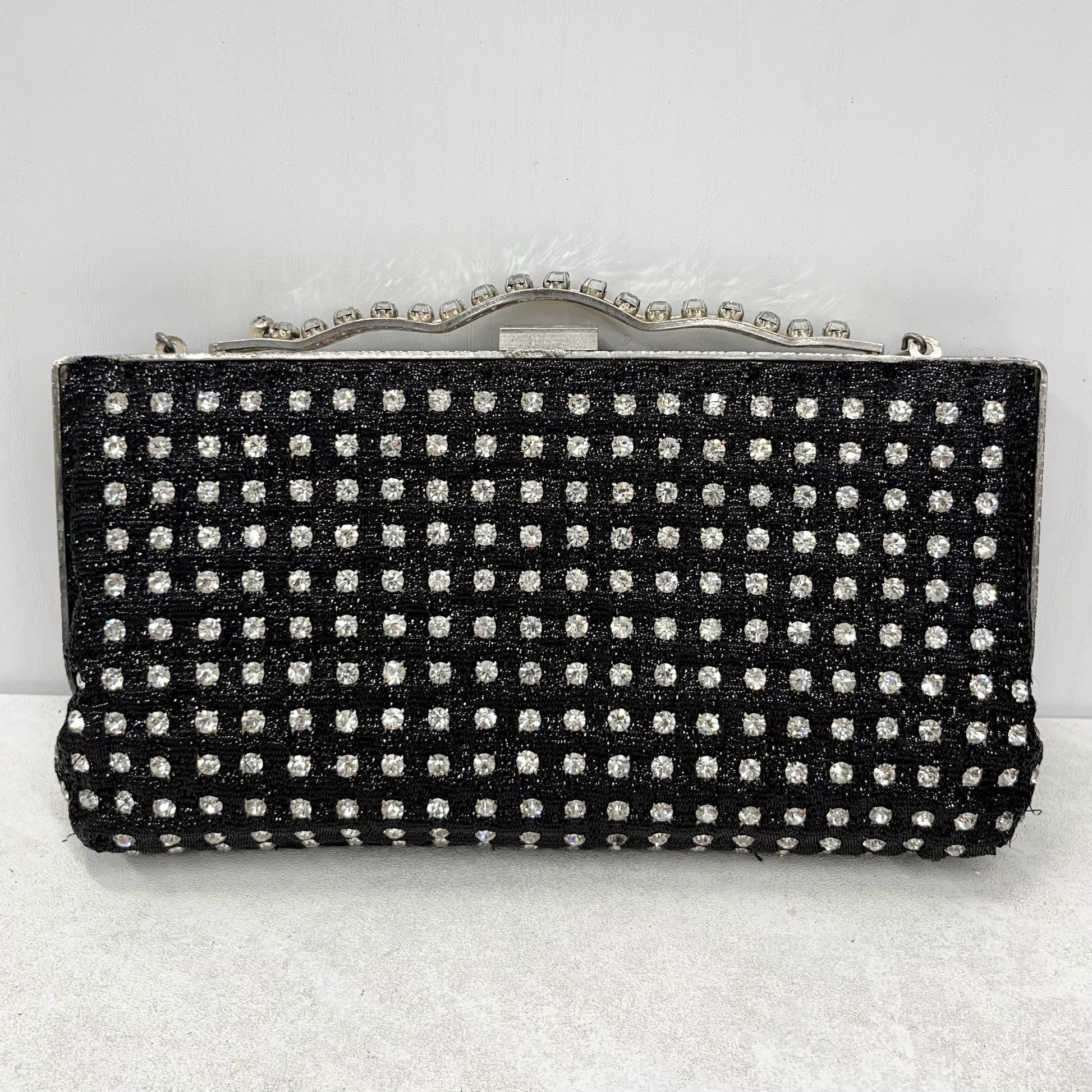 Vintage Black & Silver Diamante Evening Bag MillyOliverVintage