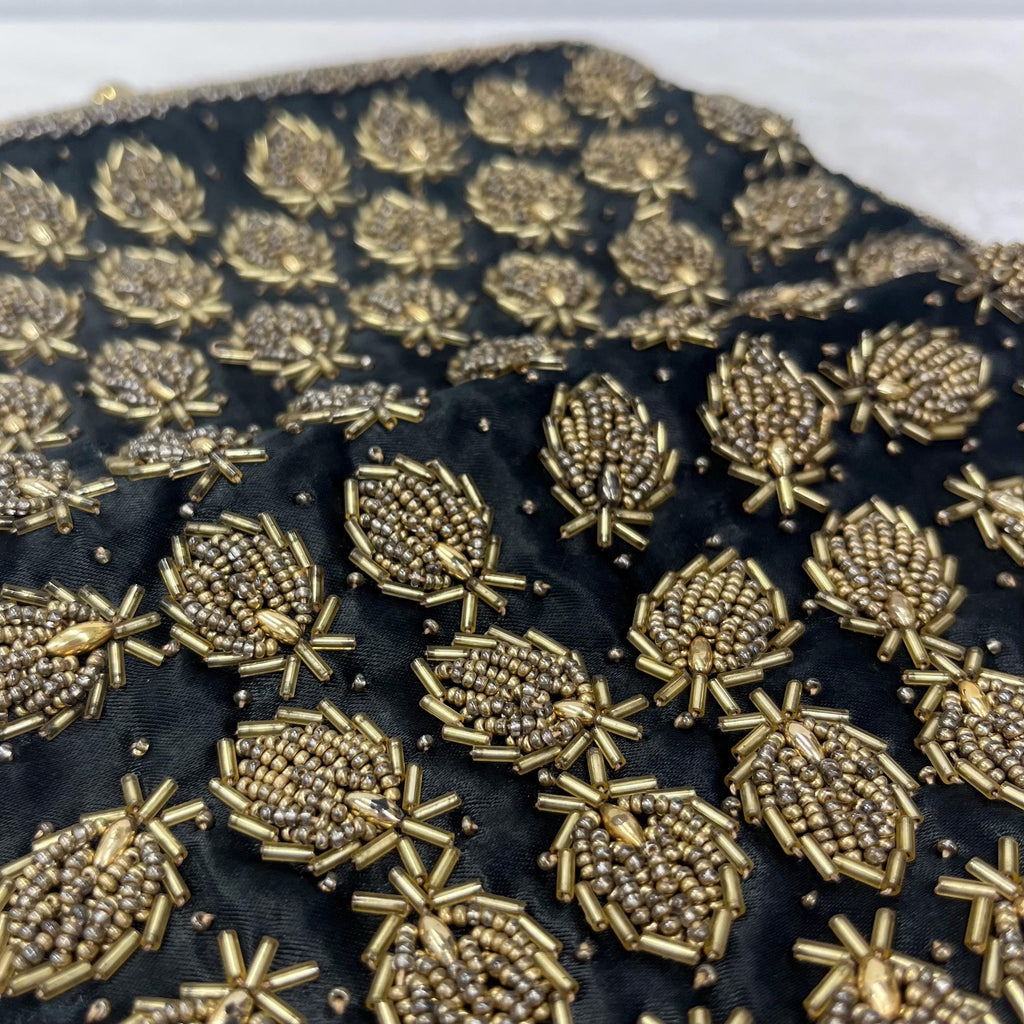 Vintage Black & Gold Beaded Zardozi Evening Clutch Bag Made in Hong Kong MillyOliverVintage