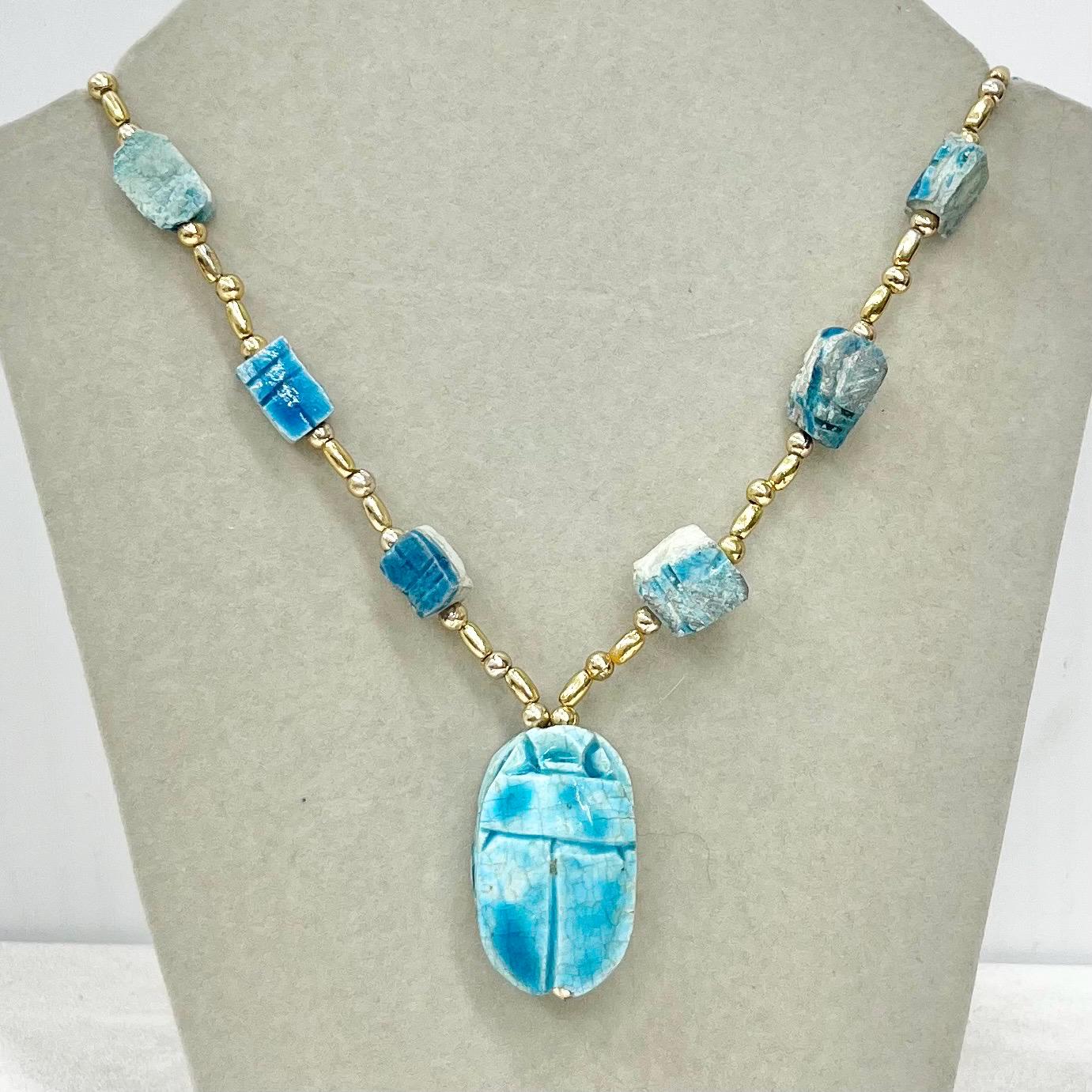 Vintage Turquoise Style Scarab Beetle Necklace : Egyptian Revival MillyOliverVintage