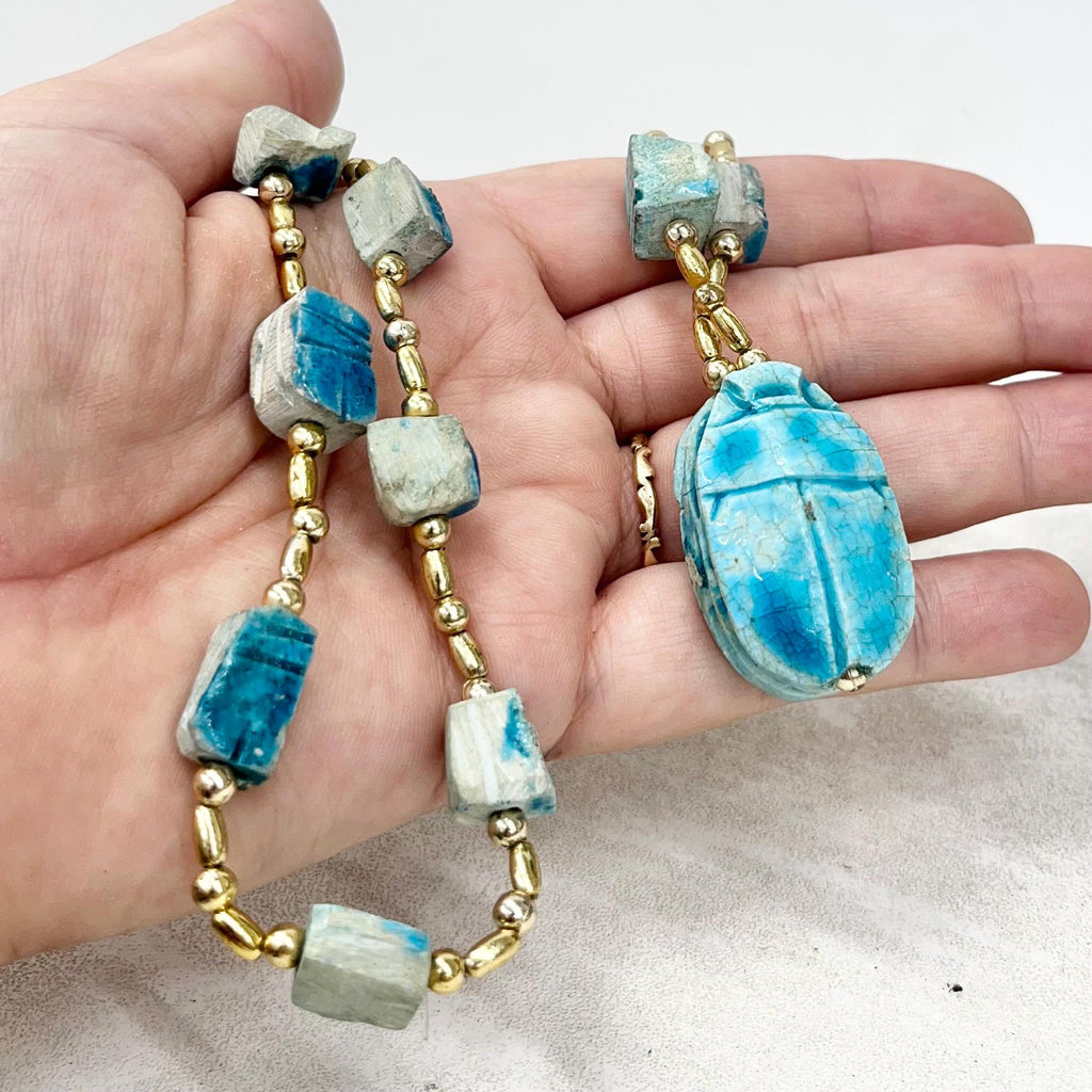 Vintage Turquoise Style Scarab Beetle Necklace : Egyptian Revival MillyOliverVintage