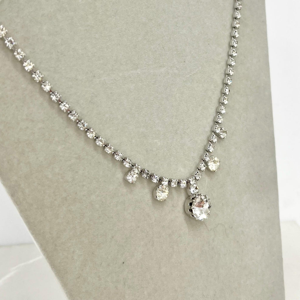 Vintage Clear Crystal Drop Diamante Paste Necklace MillyOliverVintage