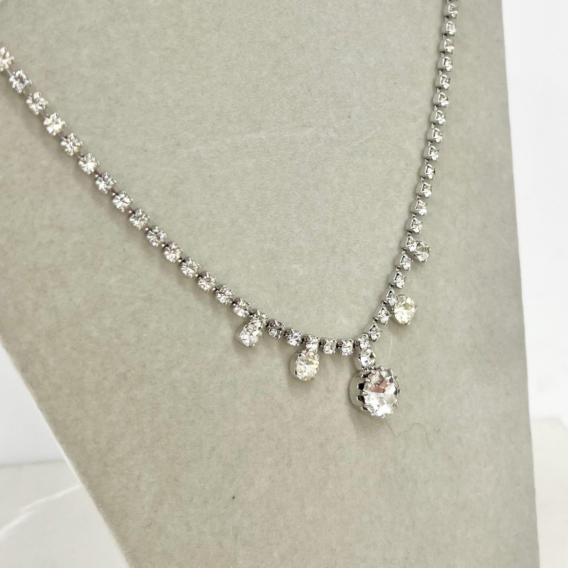 Vintage Clear Crystal Drop Diamante Paste Necklace MillyOliverVintage