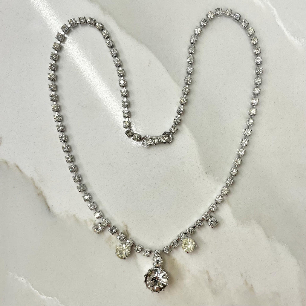 Vintage Clear Crystal Drop Diamante Paste Necklace MillyOliverVintage