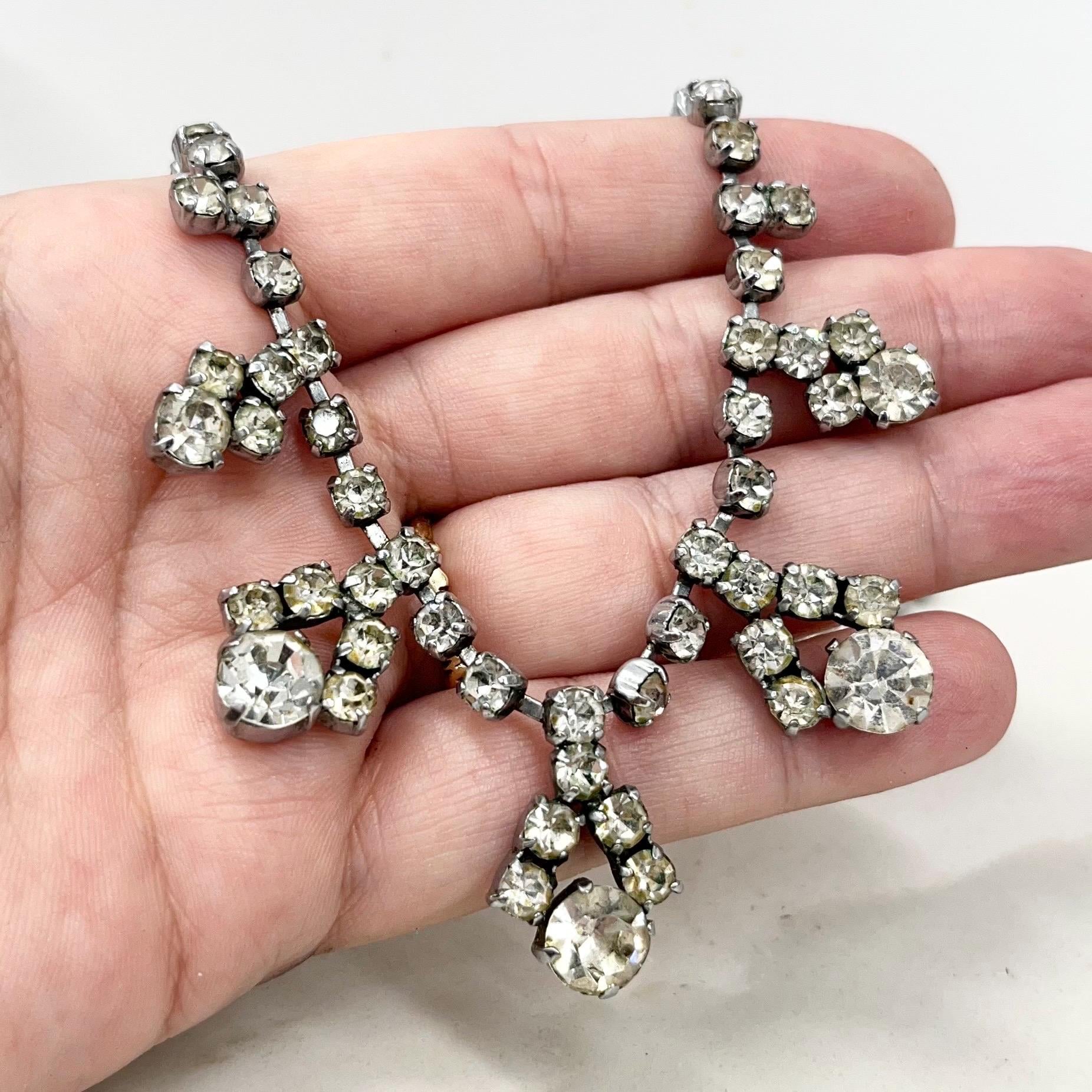 Vintage Clear Crystal Multi Drop Diamante Paste Necklace : Perfect for Brides MillyOliverVintage