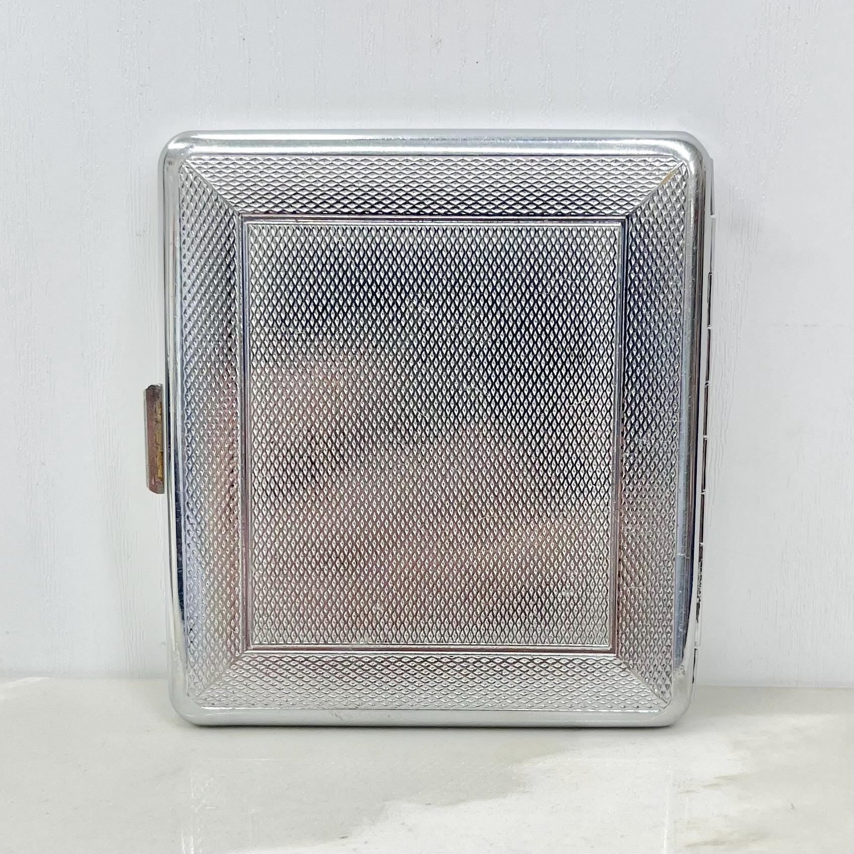 Vintage 1930’s 1940’s Sylva Chrome Card Case Engine Turned Details by Emu Brand MillyOliverVintage