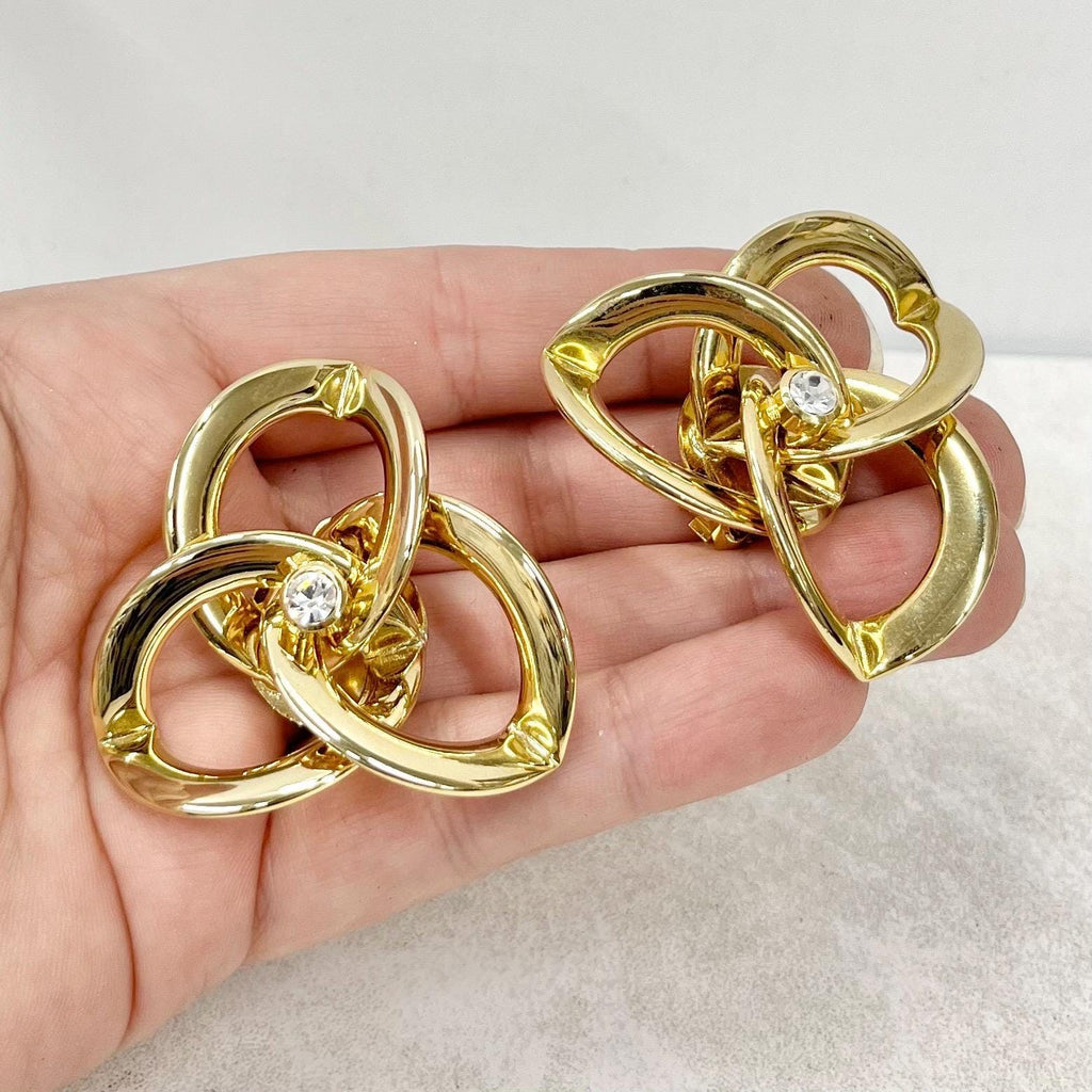 Huge Oversized Vintage Gold Tone Clip on Earrings 1980’s - 1990’s MillyOliverVintage