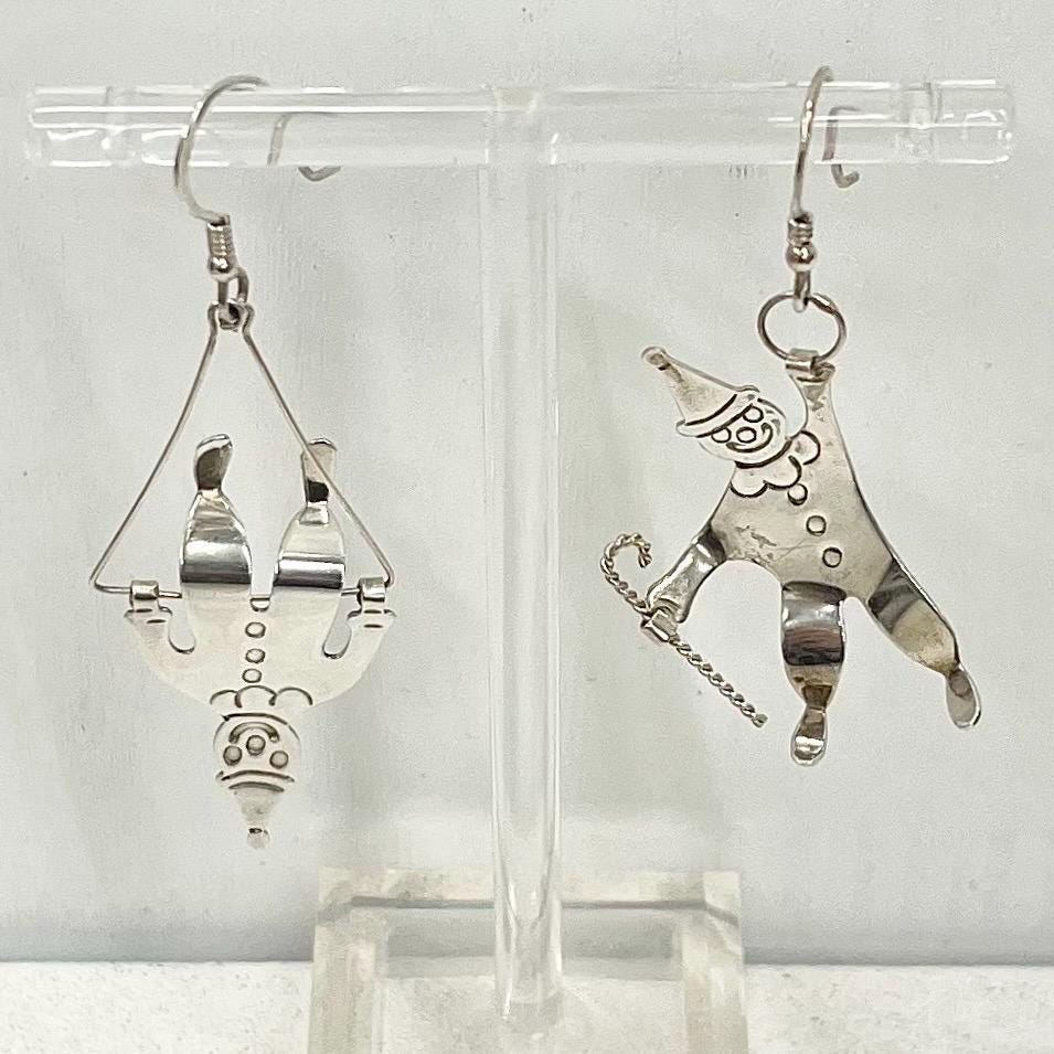 Sterling Silver Clown Earrings Vintage Kitsch MillyOliverVintage