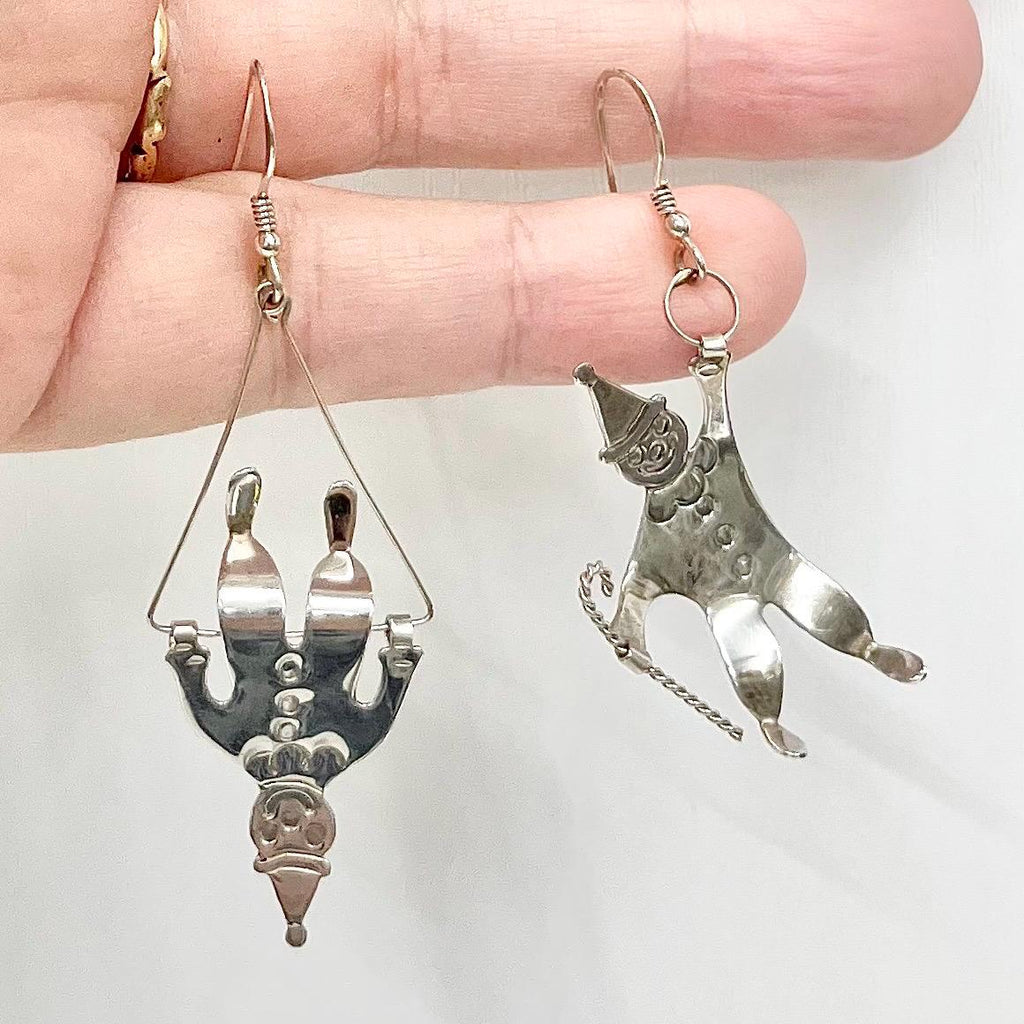 Sterling Silver Clown Earrings Vintage Kitsch MillyOliverVintage