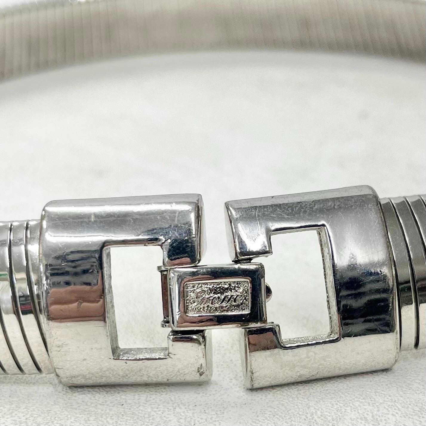 Vintage Grosse White Gold Plated Wide Omega Collar Necklace Rare Designer Jewellery MillyOliverVintage