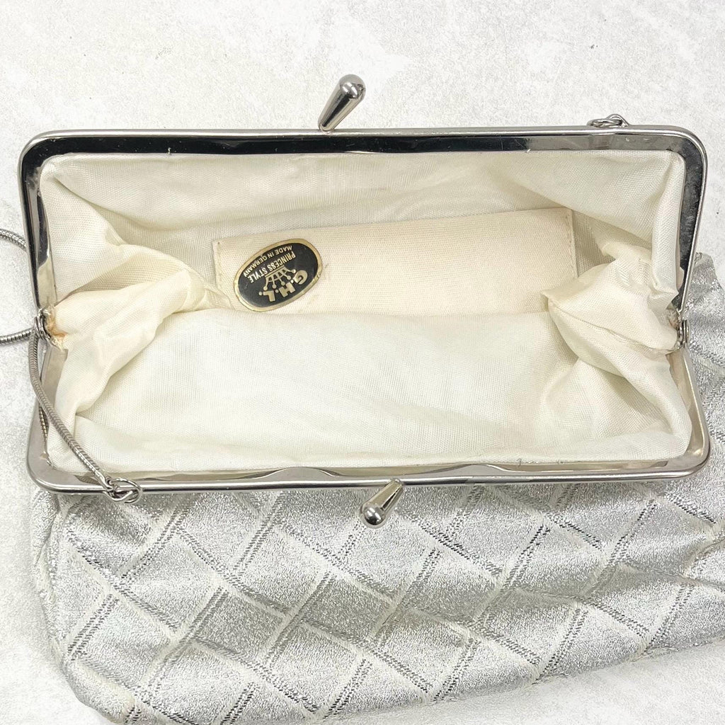 Vintage Silver Metallic Evening Bag with Rhinestone Accents by DHL Germany 1950’s 1960’s MillyOliverVintage