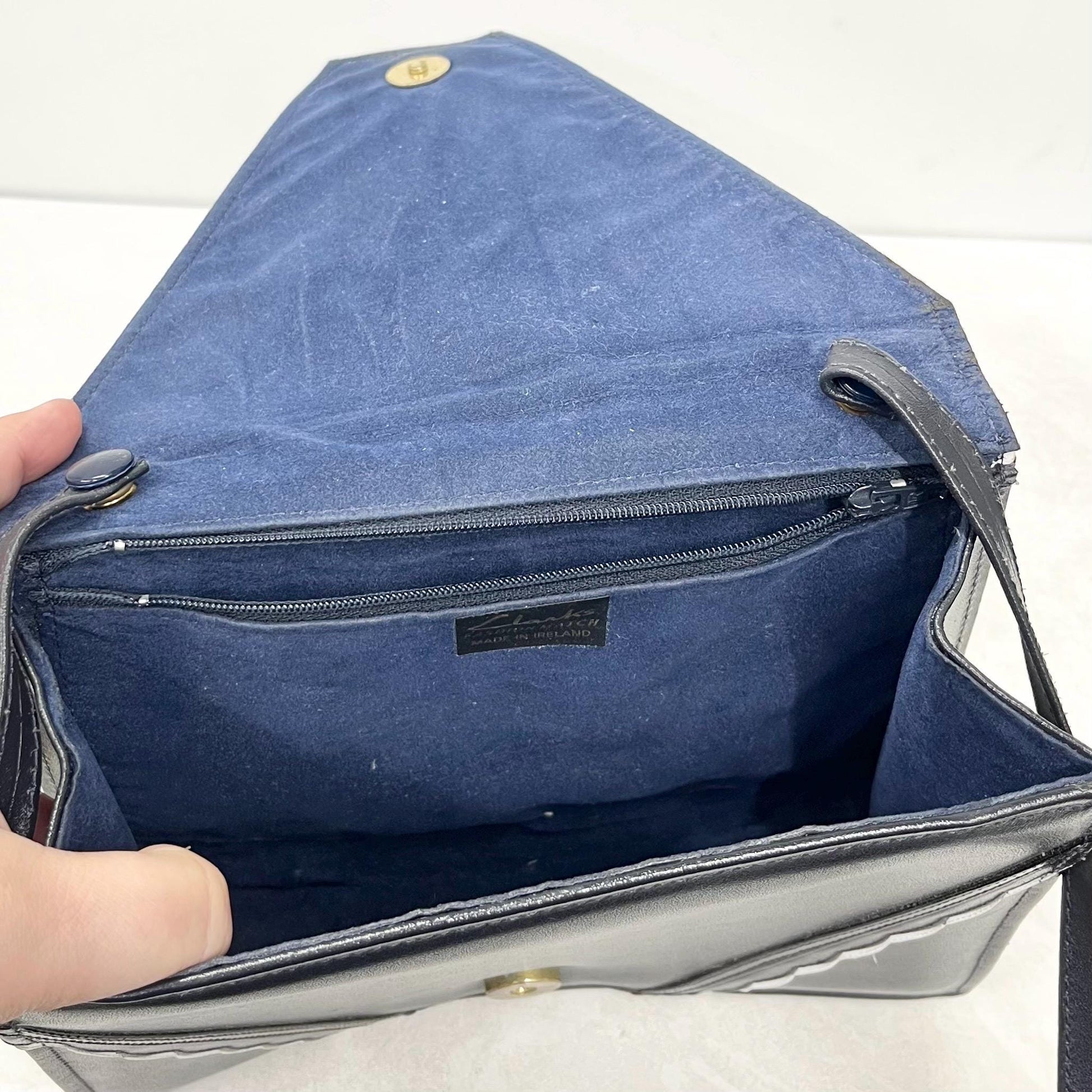 Vintage Navy Blue & White Envelope Bag with Adjustable Shoulder Strap by Clark’s MillyOliverVintage