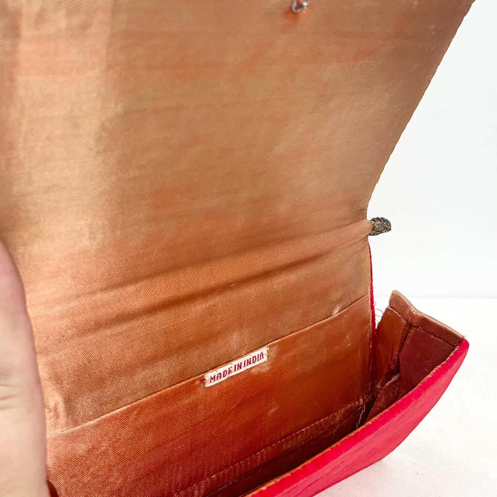 Vintage Red Gold Beaded Zardozi Bag Made in India MillyOliverVintage