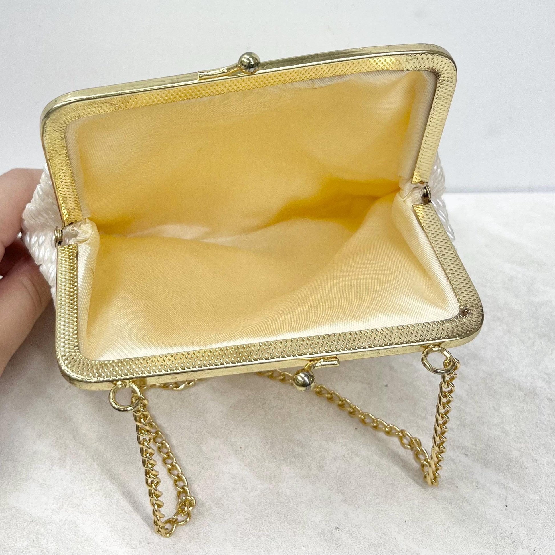 Vintage Cream Beaded Bag with Gold Accents MillyOliverVintage