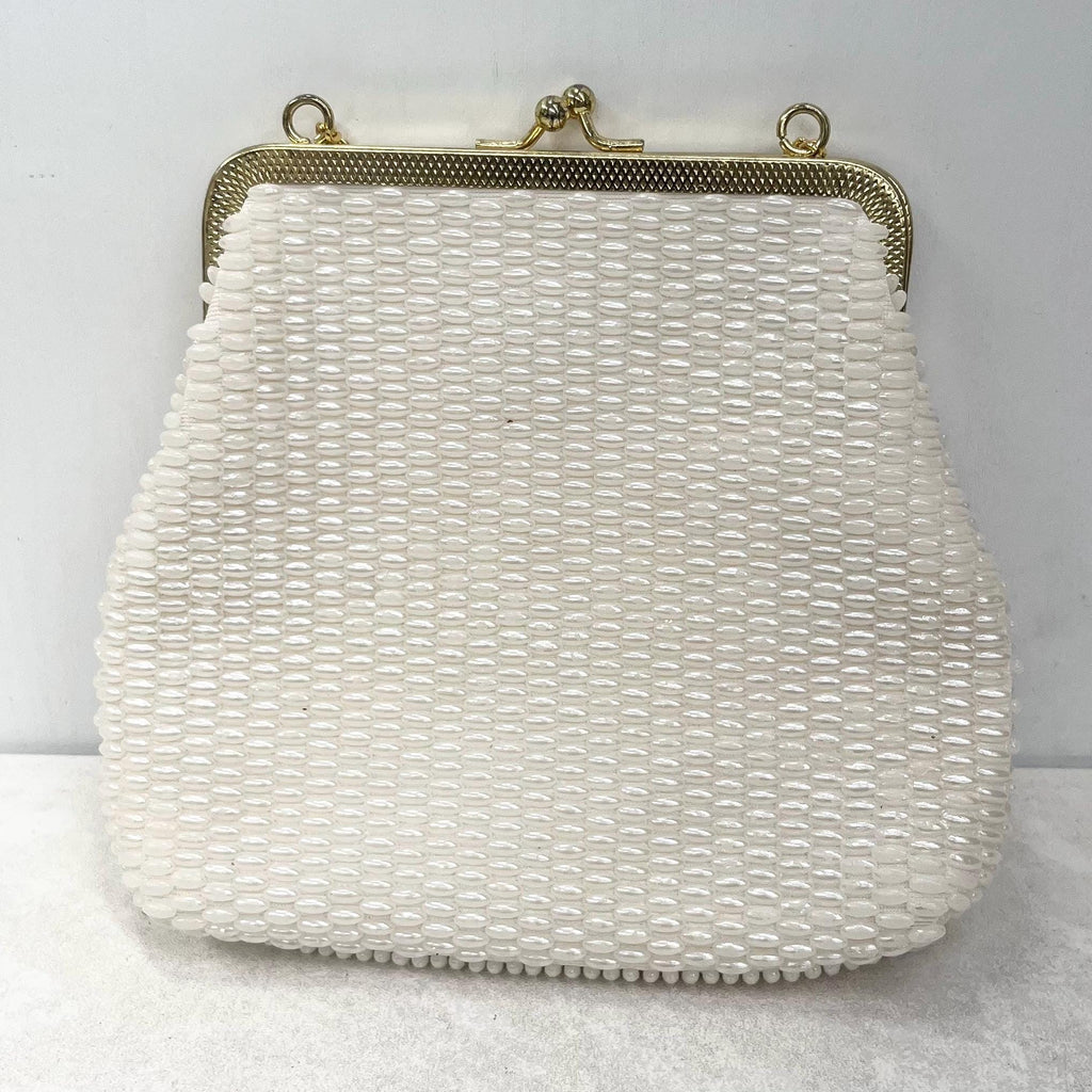 Vintage Cream Beaded Bag with Gold Accents MillyOliverVintage