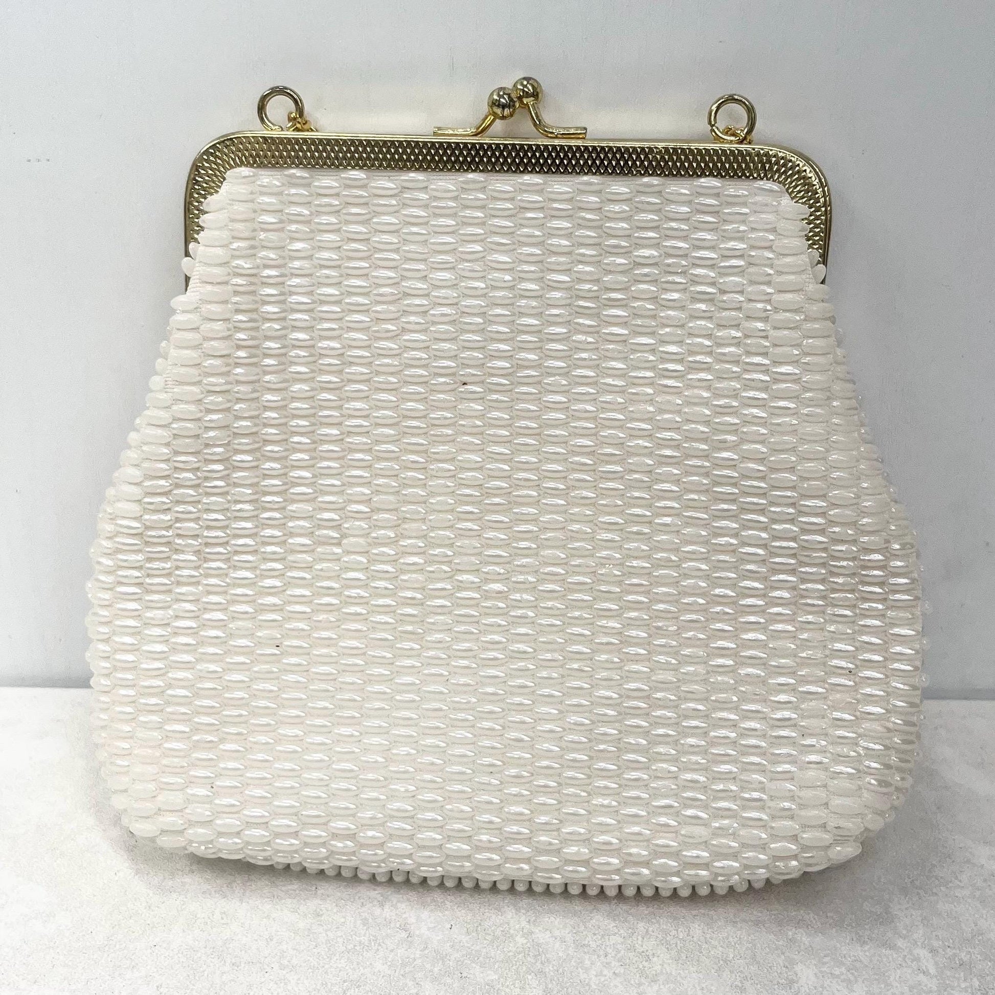 Vintage Cream Beaded Bag with Gold Accents MillyOliverVintage