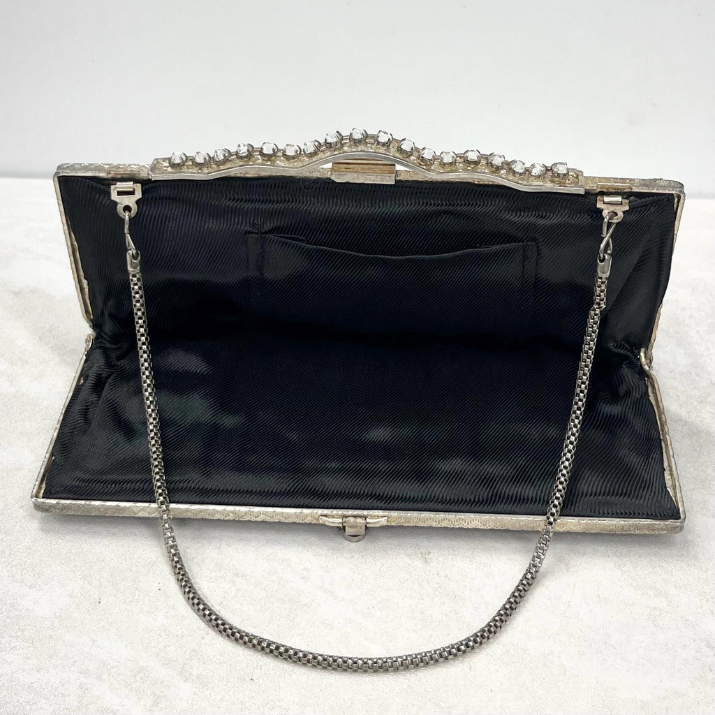Vintage Black & Silver Diamante Evening Bag MillyOliverVintage