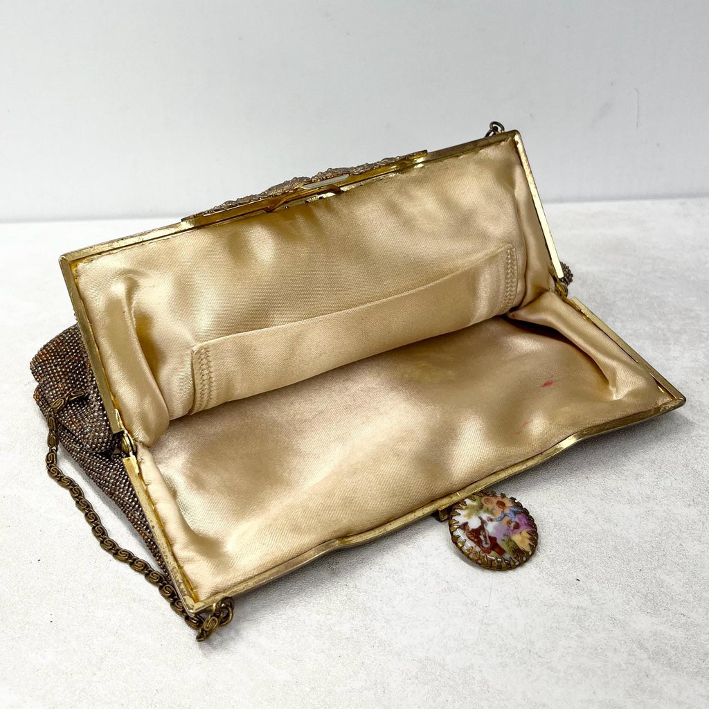 Vintage Heavily Beaded Evening Bag with a Glass Cabochon Clasp 1930’s 1940’s MillyOliverVintage