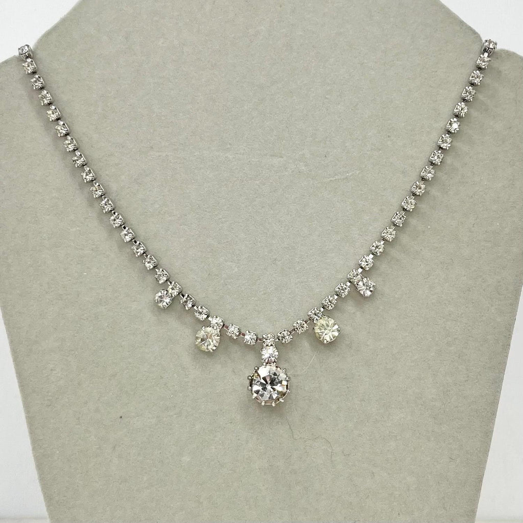 Vintage Clear Crystal Drop Diamante Paste Necklace MillyOliverVintage