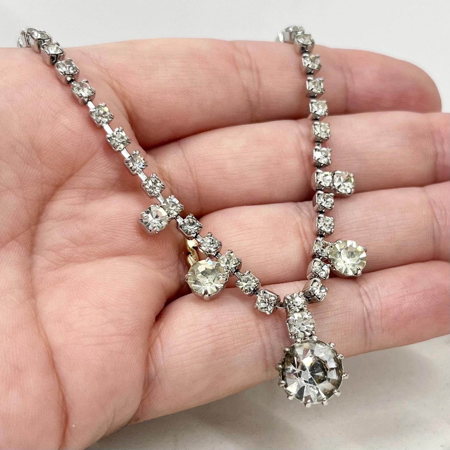 Vintage Clear Crystal Drop Diamante Paste Necklace MillyOliverVintage