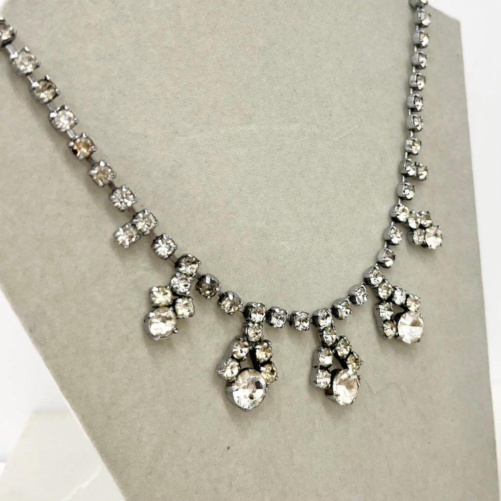 Vintage Clear Crystal Multi Drop Diamante Paste Necklace : Perfect for Brides MillyOliverVintage