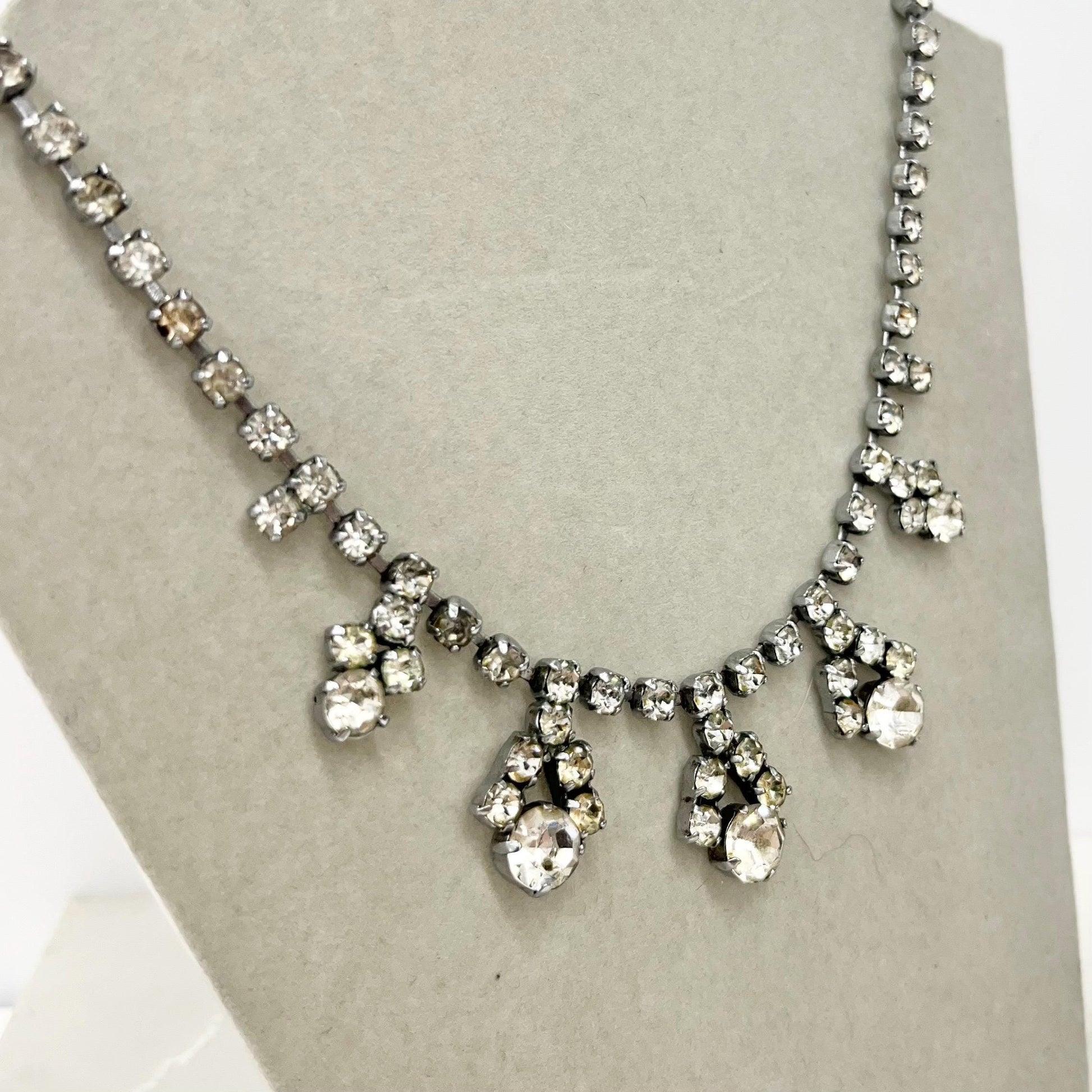 Vintage Clear Crystal Multi Drop Diamante Paste Necklace : Perfect for Brides MillyOliverVintage