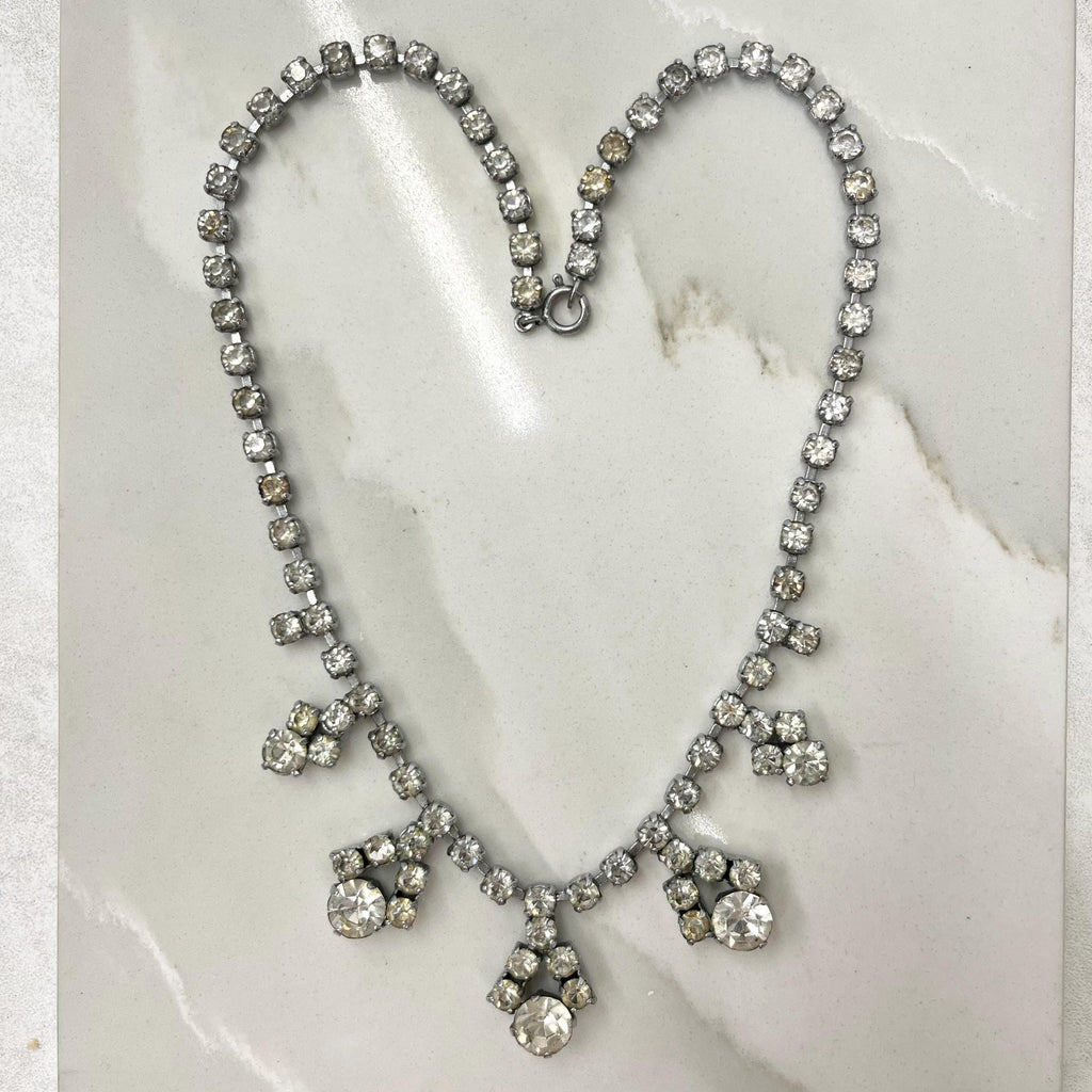 Vintage Clear Crystal Multi Drop Diamante Paste Necklace : Perfect for Brides MillyOliverVintage