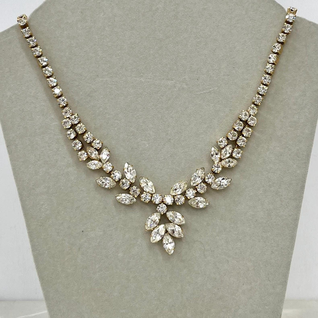 Vintage Clear Crystal Marquise Cut Diamante Paste Necklace : Perfect for Brides MillyOliverVintage