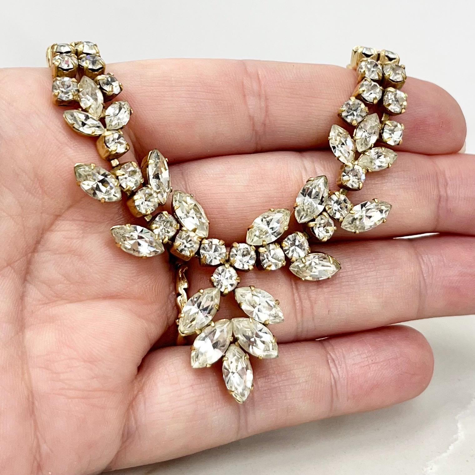 Vintage Clear Crystal Marquise Cut Diamante Paste Necklace : Perfect for Brides MillyOliverVintage