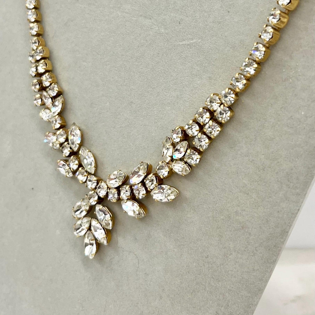 Vintage Clear Crystal Marquise Cut Diamante Paste Necklace : Perfect for Brides MillyOliverVintage
