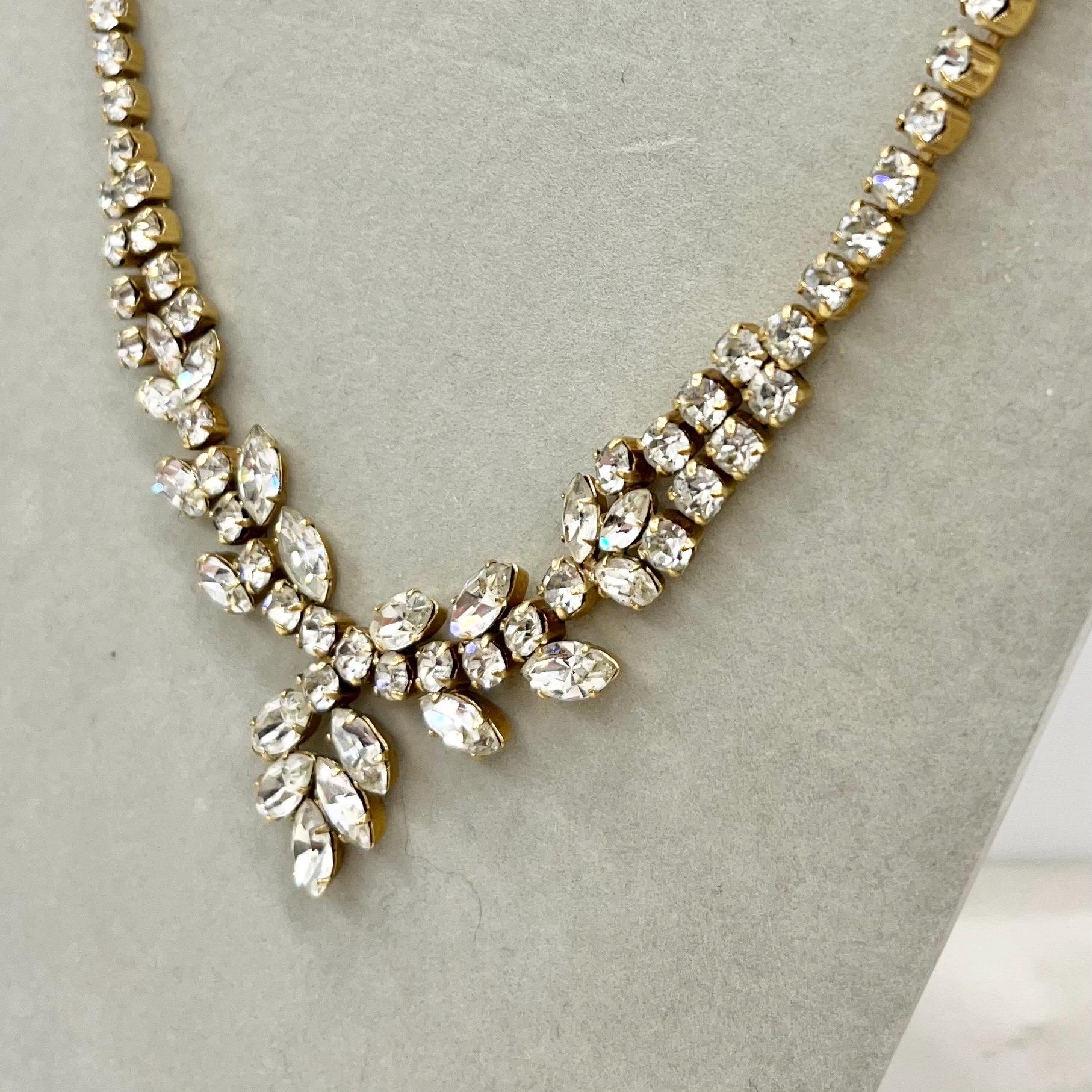 Vintage Clear Crystal Marquise Cut Diamante Paste Necklace : Perfect for Brides MillyOliverVintage