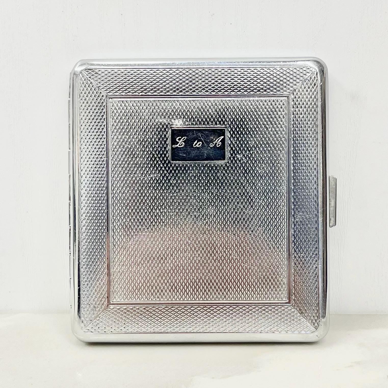 Vintage 1930’s 1940’s Sylva Chrome Card Case Engine Turned Details by Emu Brand MillyOliverVintage
