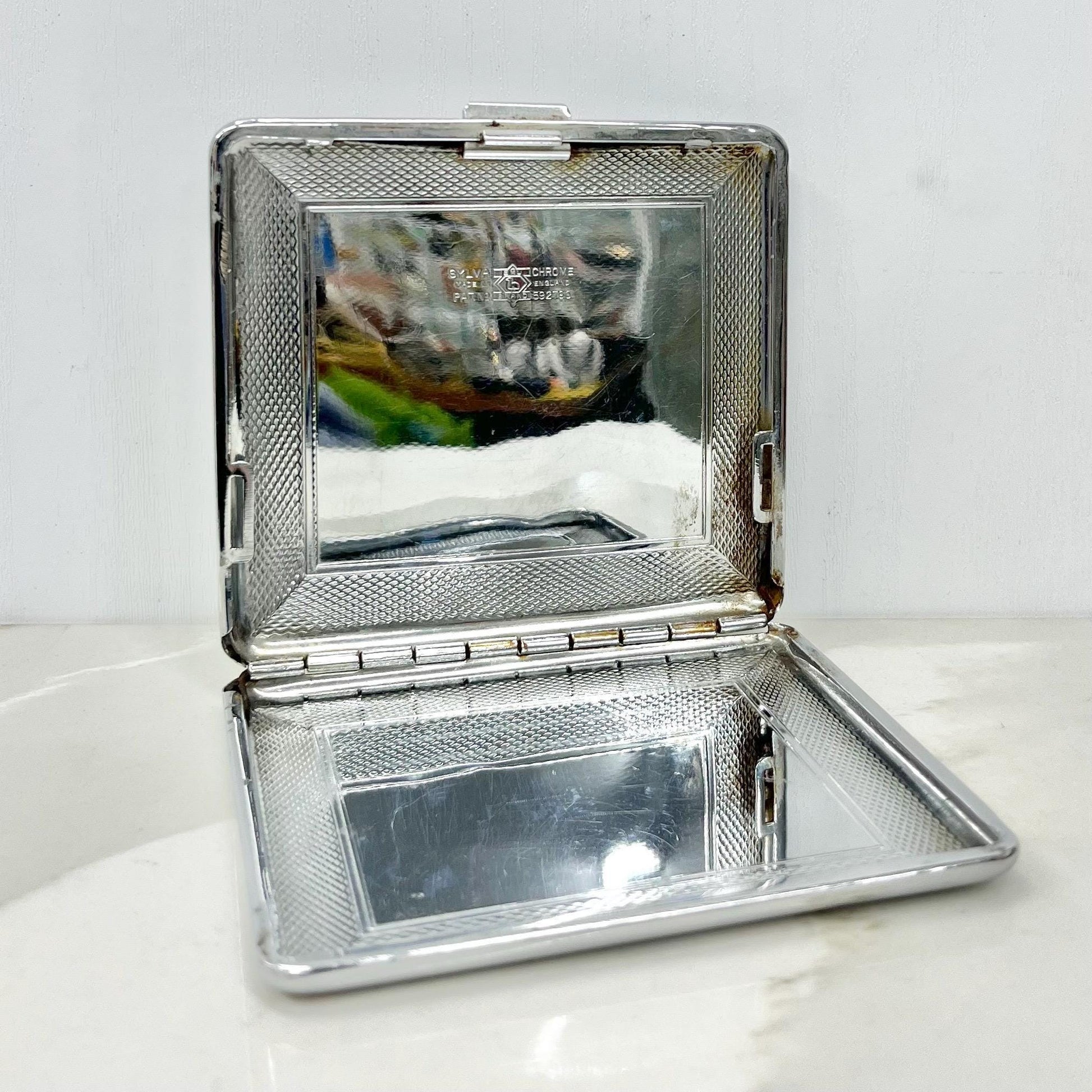 Vintage 1930’s 1940’s Sylva Chrome Card Case Engine Turned Details by Emu Brand MillyOliverVintage