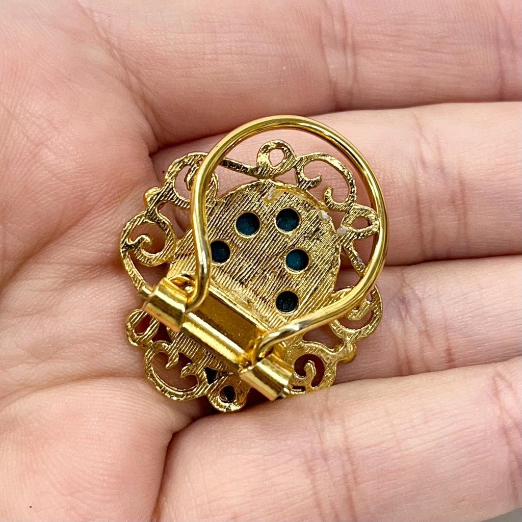 Vintage Gold Tone Faux Turquoise Scarf Clip MillyOliverVintage