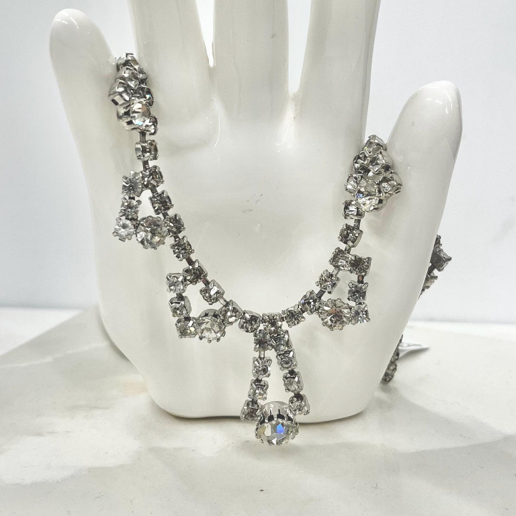 Vintage Clear Crystal Diamante Paste Drop Necklace : Perfect for Brides MillyOliverVintage