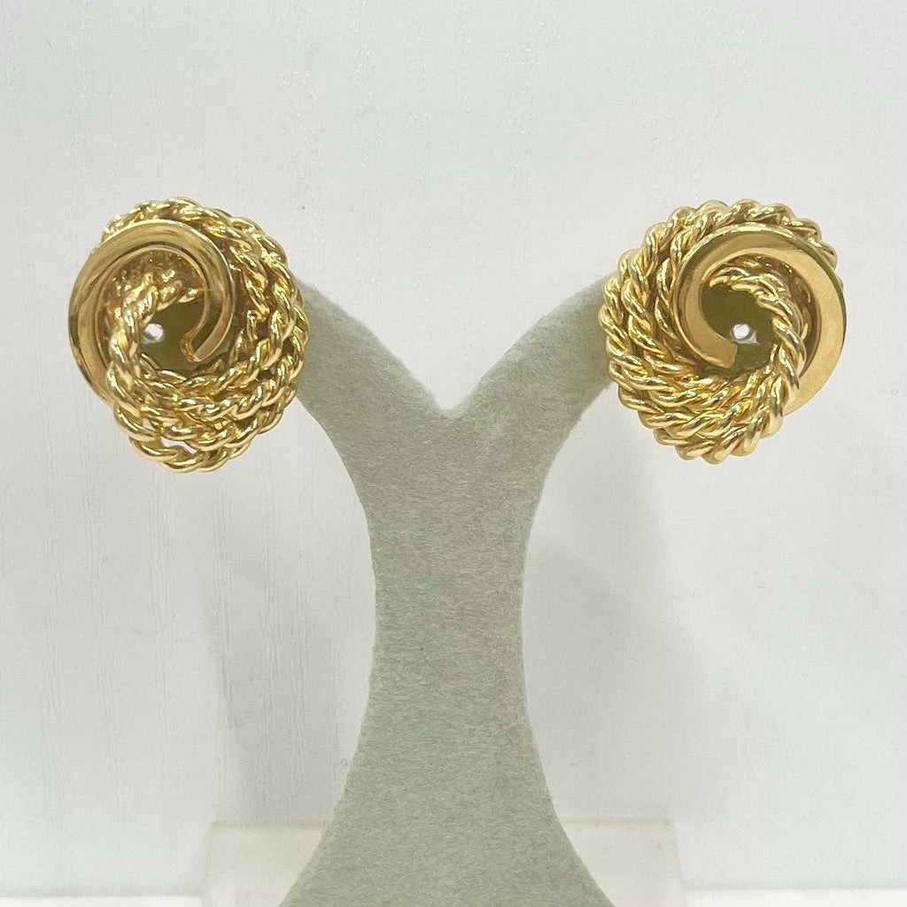 Vintage Monet Gold Tone Rope Twist Knot Clip On Earrings Designer Signed Monet MillyOliverVintage