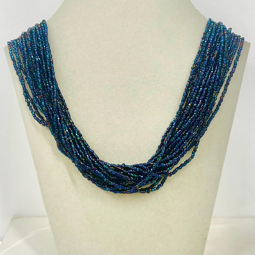 Vintage AB Purple & Blue Iris Czech Glass Multi Strand Bead Necklace Excellent Quality Beads Vintage Jewellery 16” Long with a 3” Extender MillyOliverVintage